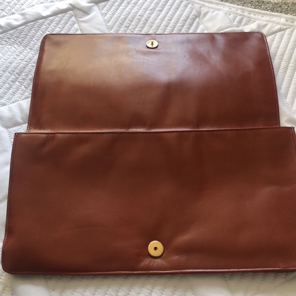 Lawrence Bentley Leather Clutch Terra-cotta suede detail. Chic, classic stylish - Picture 11 of 15